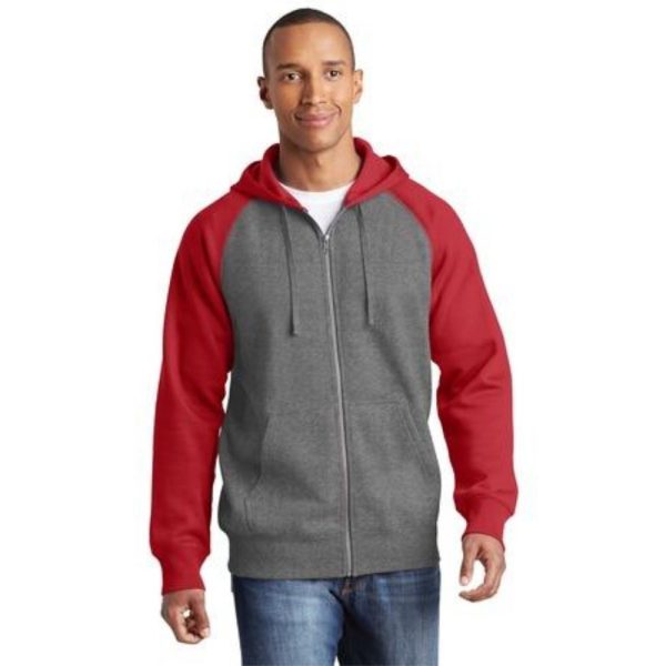 NEW Sport-Tek® Raglan Colorblock Full-Zip Hooded Fleece Jacket